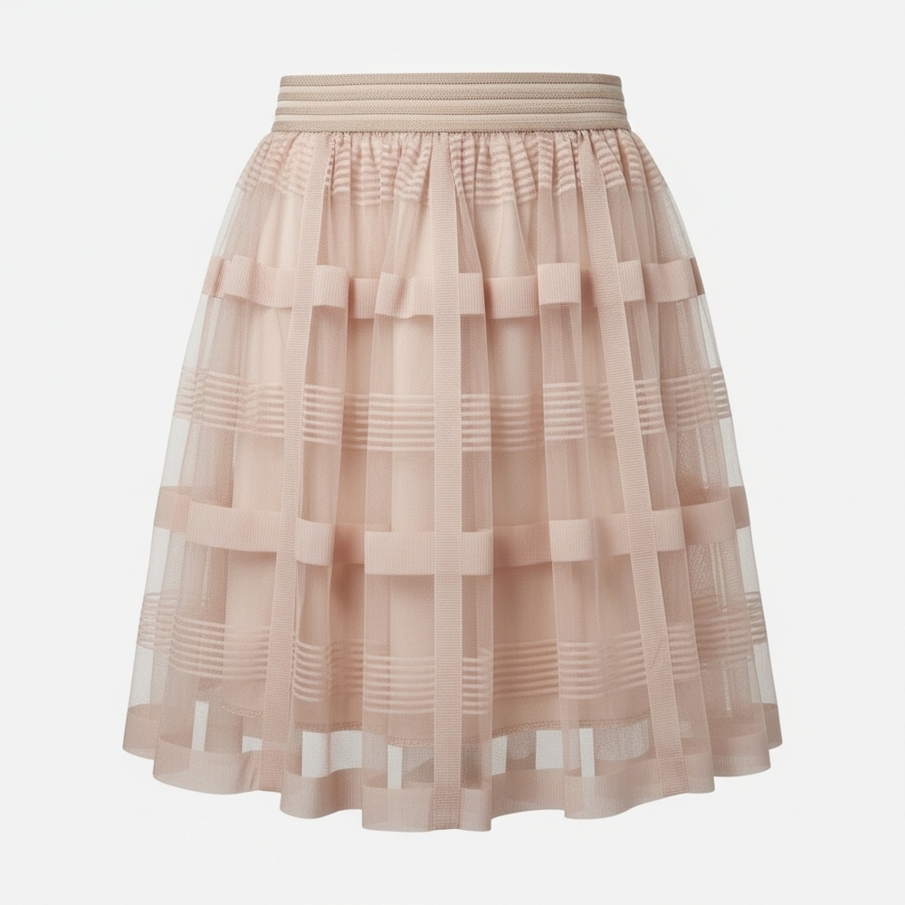 NWOT Metro Wear Skirt Cream Tulle Midi Sz L with Elastic Waist Band Fairycore